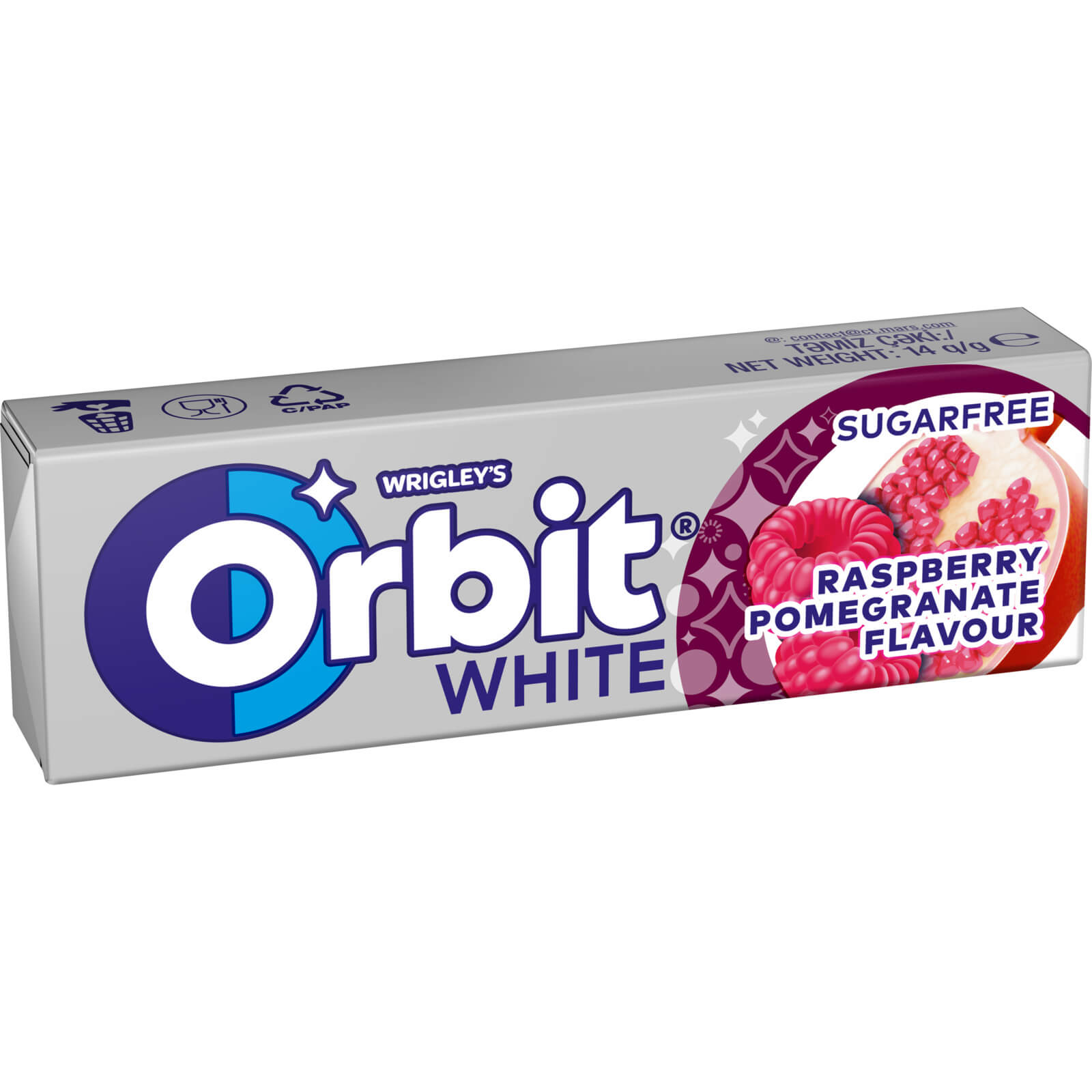 საღეჭი რეზინი ორბიტი თეთრი ჟოლო-ბროწეული 14 გ 10*(600)